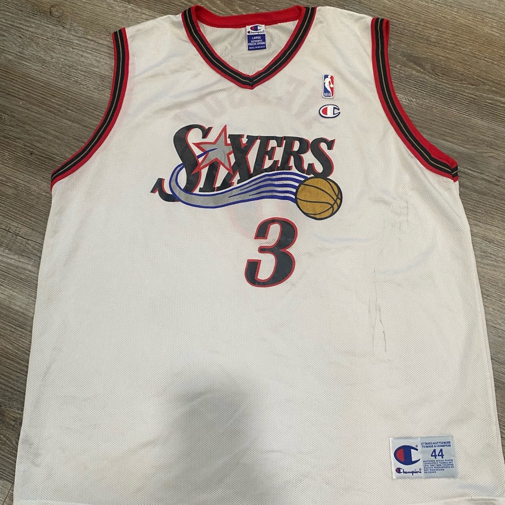 Champion White and Red Basketball Jersey Sixers Edition
